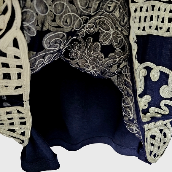 Nwot Phase Eight Black Mesh Ivory  Lace 3/4 Sleeve Special Occassion Dress - Picture 14 of 16